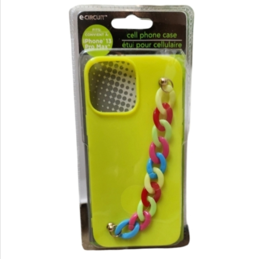 Lime Green Phone Case with Decorative Rainbow Chain‎ for iPhone 13 Pro Max